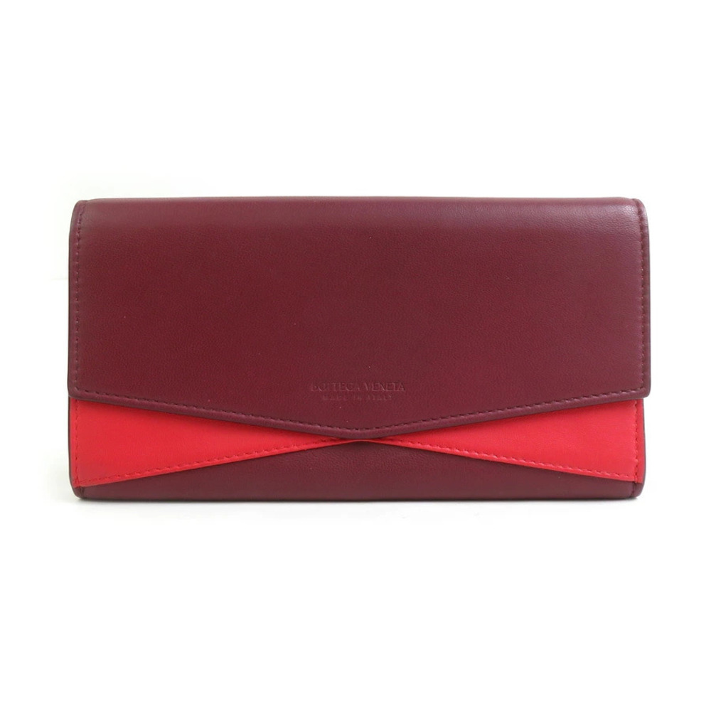 Bottega Veneta long wallet leather red x Burgundy Red